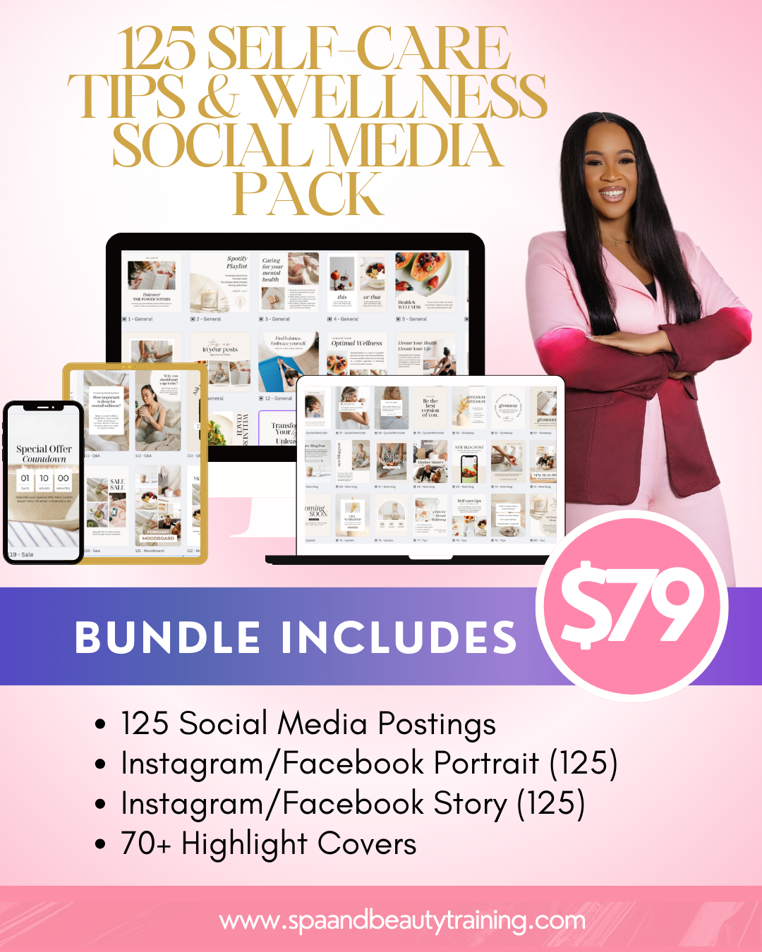 DFY 125 Self-Care Tips and Wellness Social Media Pack