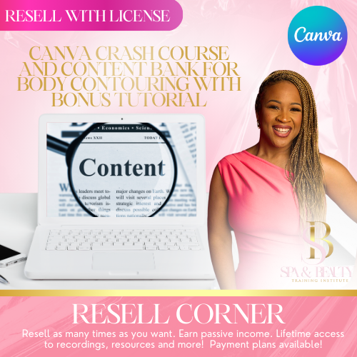 Resell Canva Crash Course + Content Bank for Body Contouring with Bonus Tutorial